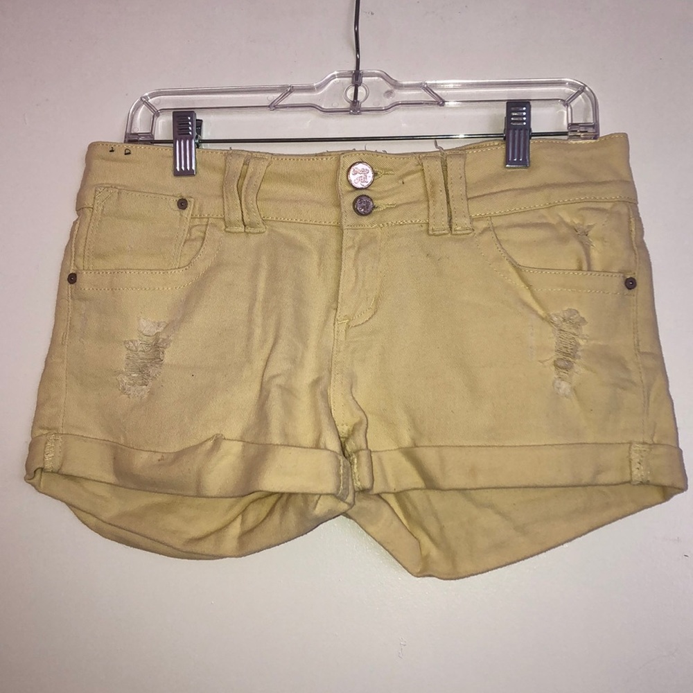 Yellow jean shorts